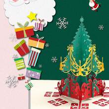 1pc 3D Pop-Up Christmas Tree Greeting Card With Envelope, Blessing Card, Paper Cut Finished Card, Confession Card