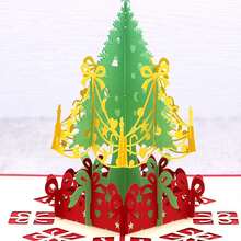 1pc 3D Pop-Up Christmas Tree Greeting Card With Envelope, Blessing Card, Paper Cut Finished Card, Confession Card
