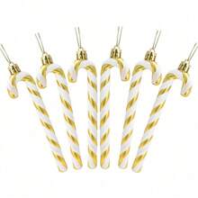 6-13 厘米闪光拐杖糖圣诞树装饰品/饰品（金色和白色） - 金色 - 查看 15