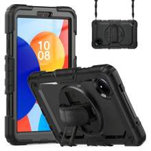 iPad 保护壳适用于 Redmi Pad SE 8.7 4G，硬质 PC 和柔软硅胶边缘，防震防弯曲，防刮擦，隐藏式旋转支架，360° 可调节手带方便抓握，散热设计，精确切口 - 藍色 - 查看 2