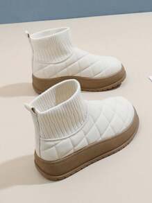 Giày thường ngày bằng vải nhung ấm áp mới, thời trang đa năng thoải mái mềm mại đế dày hợp thời trang dành cho nữ, mùa đông - Màu be - Xem 1