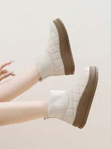 Giày thường ngày bằng vải nhung ấm áp mới, thời trang đa năng thoải mái mềm mại đế dày hợp thời trang dành cho nữ, mùa đông - Màu be - Xem 3