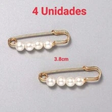 Luxury Brooch Safety Pin With Pearls And Rhinestones - 套件4 - 查看 1