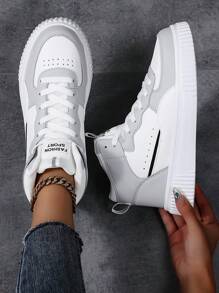 高帮女鞋2024新款秋冬厚底运动休闲鞋百搭情侣耐磨女鞋 - 灰色 - 查看 3