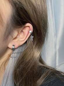 不锈钢链耳环，个性化十字架耳环，流苏耳环，独特时尚耳环，圣诞节、新年、情人节礼物 - 耳環/耳夾 - 查看 2