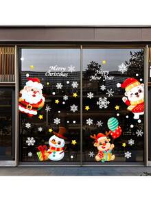 Miếng dán trang trí cửa sổ tĩnh điện có thể tháo rời hình bông tuyết và cây thông Noel, thích hợp cho cửa hàng, cửa sổ cửa hàng, tường, trang trí theo phong cách mới năm 2025 - Nhiều màu - Xem 23