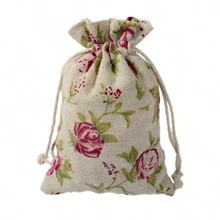 5 piezas Bolsas de regalo con cordón personalizadas y creativas, bolsitas de lino con estampado vintage para joyas, sacos de arpillera de paquete aromático