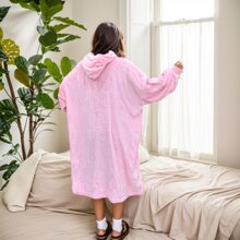 Flannel Cozy Wearable Blanket Hooded Sweatshirt, Extra Large Size Fleece Pullover Blanket With 2 Pockets, Chest 63", Suitable For Adults, Women And Men, Great For Christmas, New Year, Easter Gifts - Pink - View 5
