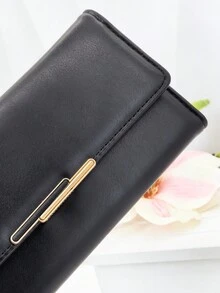 Ví dài cho nữ bằng da PU mềm, gấp được, đa chức năng, dung lượng lớn, đựng được nhiều loại thẻ, đựng được nhiều loại thẻ, ví đựng tiền xu có khóa kéo tinh tế, nhẹ, thích hợp làm quà tặng ngày lễ, Giáng sinh, quà tặng Lễ Tạ ơn, quà tặng cổ điển cho phụ nữ - màu đen - Xem 3