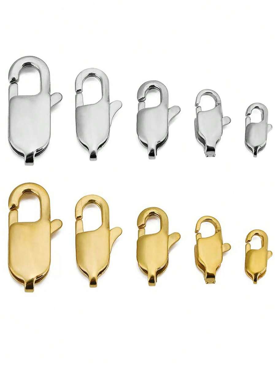 5 件/包不锈钢抛光方形钩扣、龙虾爪扣配件，适用于 DIY 吊坠、手链、项链首饰制作 - 5個/包不銹鋼龍蝦扣 - 查看 1