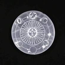 1PC 10CM Natural Crystal Selenite Slice Slab Sun Moon White Gypsum Charging Plate Cleansing Tree Of Life Energy Stone Meditation Divination Fengshui