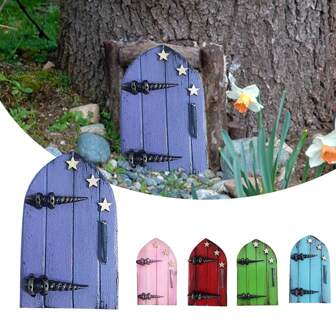 1pc Creative Wooden Door Fairy Garden Accessories Micro Landscape Decoration Ornaments Suitable For Outdoor Garden Lawn Decoration Tree Decoration