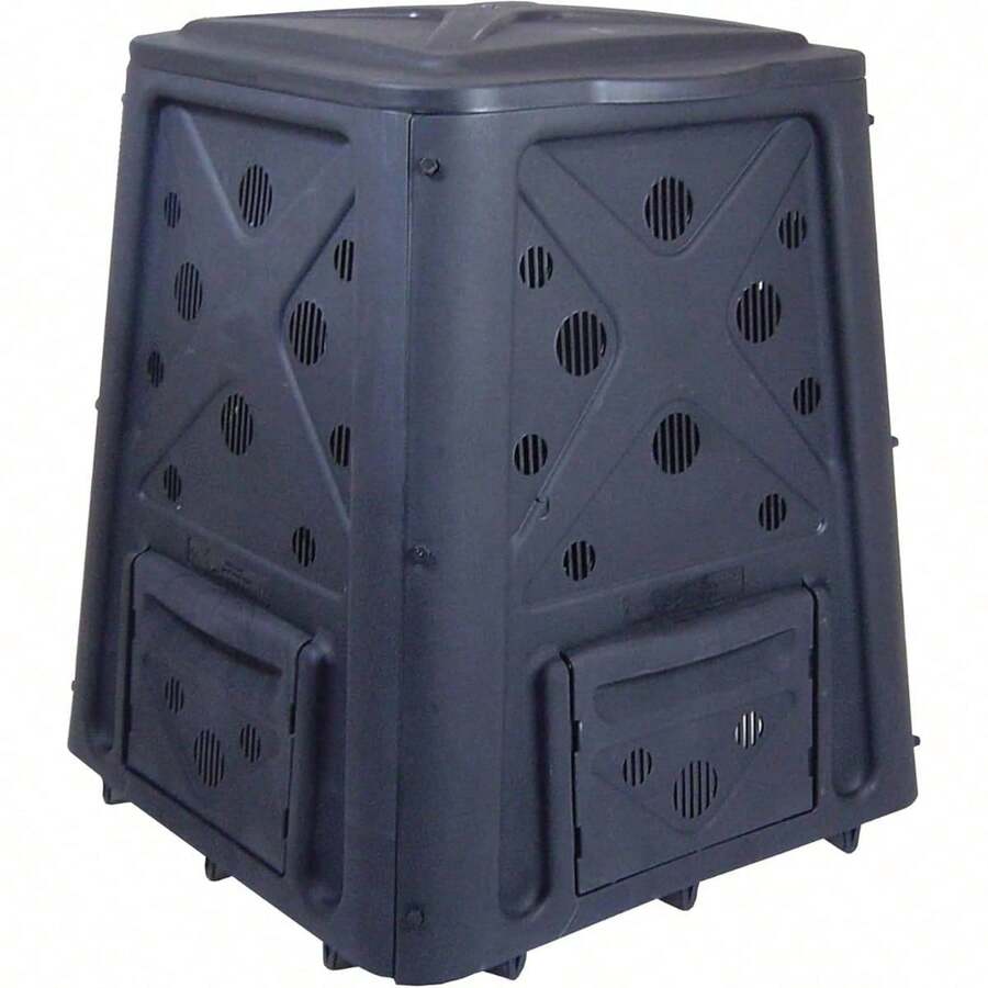 65 Gallon Outdoor Compost Bin With Snapping Lift Off Lid, 4 Door Access