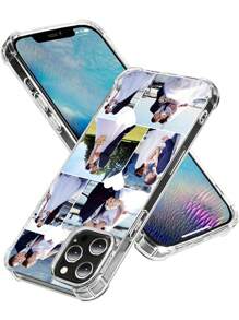 Customized Multi-Photo Couples, Family, Pet Loving Life Picture Frame Design Phone Case, Black Thick Soft TPU Anti-Drop Fit For A14/S24 Ultra/IPhone XR 13 14 15 16 Pro Max