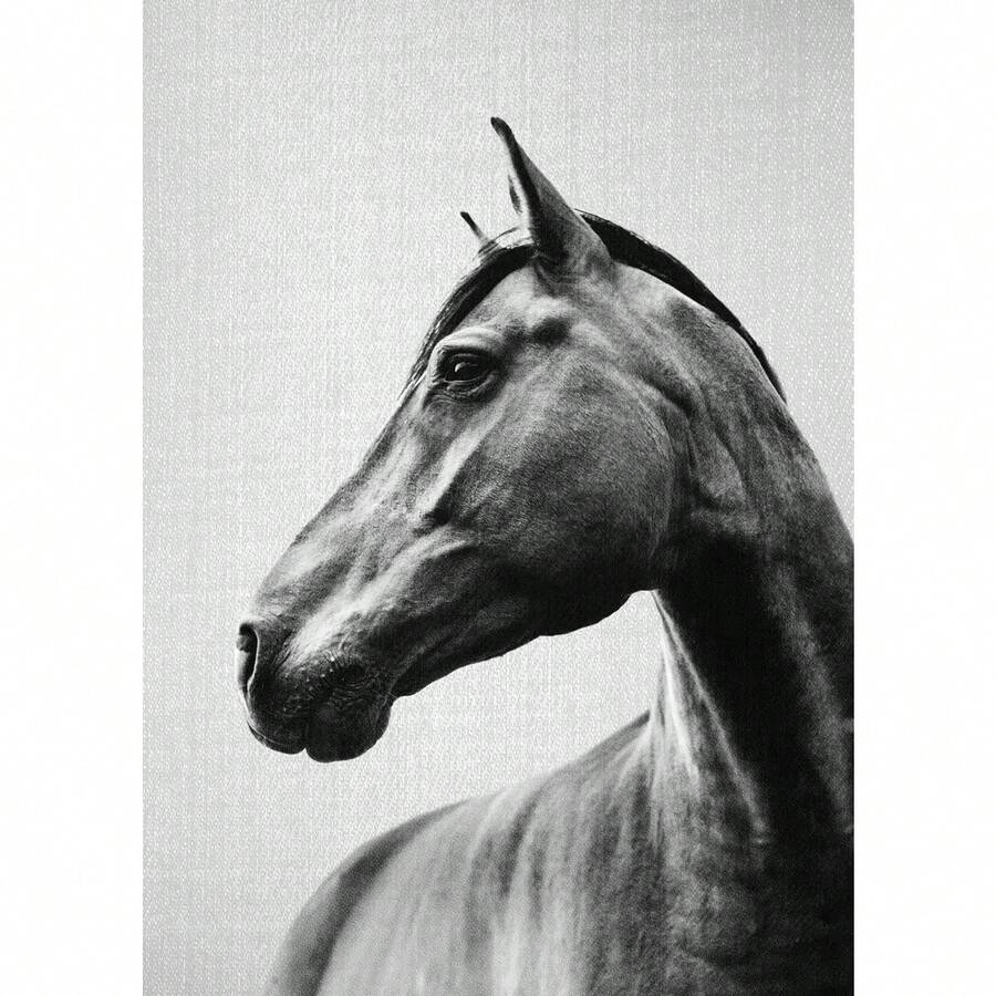 1pc Animal Family Horses Black & White Couple Horses Art Poster Canvas