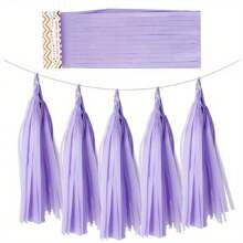 Paquete de 5 guirnaldas de flecos de papel de seda de colores, cinta de flecos de papel para globos, para decoración de bodas, fiestas de cumpleaños, fiestas temáticas, Halloween, Acción de Gracias y otros días festivos - Multicolor - Ver 31