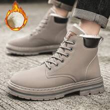 Men's Snow Boots, Winter Warm Shoes, Anti-Slip Hiking Boots, With Plush Lining - Perfect For Outdoor Activities In Winter