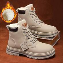 Men's Snow Boots, Winter Warm Shoes, Anti-Slip Hiking Boots, With Plush Lining - Perfect For Outdoor Activities In Winter