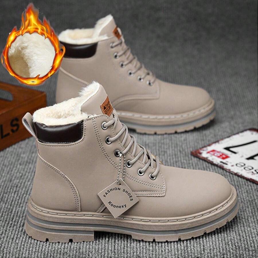 Men's Snow Boots, Winter Warm Shoes, Anti-Slip Hiking Boots, With Plush Lining - Perfect For Outdoor Activities In Winter