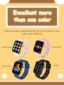 热门 1 件装青少年硅胶表带智能手表，1.96 英寸 TFT 高清触摸屏，体温、天气预报、蓝牙、运动追踪、呼叫提醒、闹钟、日期显示、音乐播放器，兼容 Android 和 IOS，适合送礼、学校、运动、聚会 - 彩色 - 查看 7