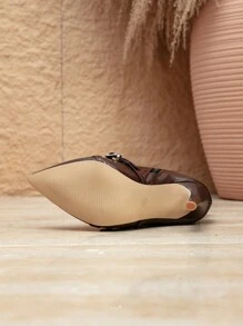 Women's New Ankle Boots, Fashion Pointy Toe Stiletto High Heel Rivet Boots, Brown, Suitable For Autumn & Winter - Brown - View 7