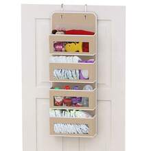 1 件门挂式储物柜，带 4 个大口袋 - 壁挂式布质食品柜，带透明 PVC 窗口和 2 个大金属挂钩，适用于壁橱、浴室、托儿所、卧室、宿舍、婴儿尿布、儿童玩具（灰色/米色/棕色/黑色）正装裤鞋子牛仔裤靴子裙子 - 多色 - 查看 10
