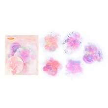 Set de 10 piezas de pegatinas de PET 3D con láser de color plateado, paquete de pegatinas de material estampado en oro con color acuarela difuminado para cuadernos