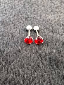 6pcs/Set Stainless Steel & Ear Bone Stud Earrings For Women - Silver-red Diamond - View 3