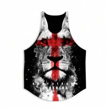 Lion Bodybuilding Boyfriend Style Men's Tank Top RCM126 - Black - View 2