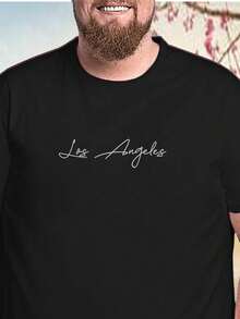 Men's Plus Size T-Shirt Printed With Los Angeles - màu đen - Xem 2