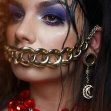 2PCS Stainless Steel Elegant Women Star Moon Ear Gauges Plugs Tunnels Dangle Earring Expander Body Piercing Jewelry Wedding Vacation