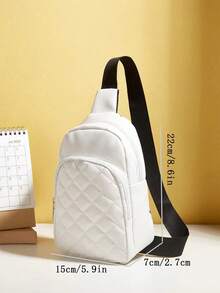 新款菱形绗缝女士胸包/斜挎包 - 白色 - 查看 2