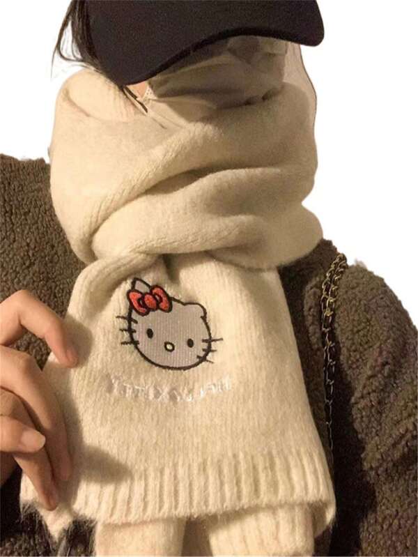 Sanrio 1 par de cachecol de pelúcia quente e sólido da moda, adequado para uso diário, xale de casal macio e quente para outono e inverno