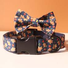 圣诞姜饼人和雪人元素可调节宠物项圈，适合小型/中型/大型犬 - 薑餅人項圈和蝴蝶結 - 查看 10