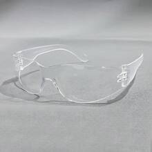 1副女士Y2K无框环绕式椭圆形太阳镜，UV400防护，未来感十足的一体式护目镜，适合夏季海滩街头佩戴 - 彩色 - 查看 4