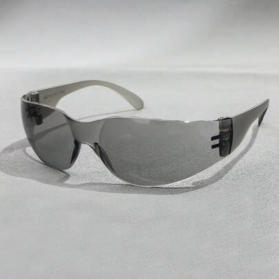 1副女士Y2K无框环绕式椭圆形太阳镜，UV400防护，未来感十足的一体式护目镜，适合夏季海滩街头佩戴