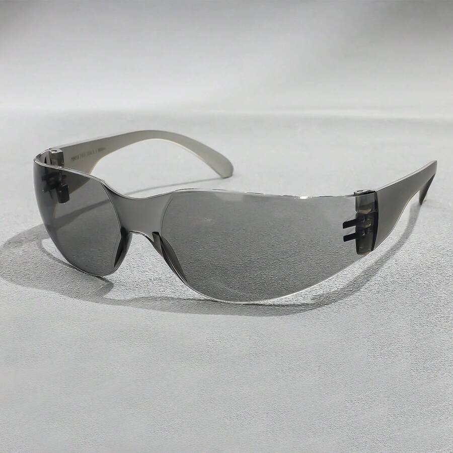 1副女士Y2K无框环绕式椭圆形太阳镜，UV400防护，未来感十足的一体式护目镜，适合夏季海滩街头佩戴 - 彩色 - 查看 1