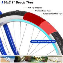 HILAND 26 Inch Womens Beach Cruiser Bike, Single Speed Commuter Bicycle With Rear Coaster Brake, Low Step-Through Frame, Comfortable Seat With Dual Springs, City Hybrid Bike For Women Men Adult - Blue - View 4