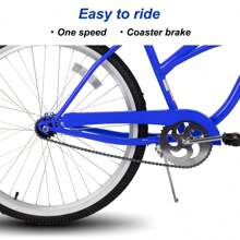 HILAND 26 Inch Womens Beach Cruiser Bike, Single Speed Commuter Bicycle With Rear Coaster Brake, Low Step-Through Frame, Comfortable Seat With Dual Springs, City Hybrid Bike For Women Men Adult - Blue - View 6