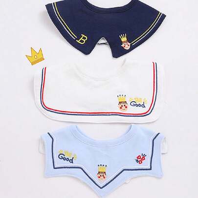 3 件皇冠设计防水婴儿围兜，360° 可旋转 - 专为流口水的婴儿设计，防止衣服被弄湿，面料带有精美的刺绣，是婴儿派对、圣诞节、感恩节、新年的完美礼物