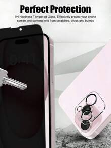 Bộ 2 miếng, gồm 1 miếng dán màn hình cường lực chống nhìn trộm và chống nhìn xuyên thấu, 1 miếng dán bảo vệ ống kính camera cường lực độ nét cao, tương thích với các thiết bị Apple, chống trầy xước, chống va đập, lớp phủ chống dầu, cảm ứng mượt mà, tương thích với các dòng máy Apple X/XR/11/12/13/14/15/16/16Plus/16Pro/16ProMax/16e/17/17 Air/17 Pro/17 Pro Max/17e. - màu đen - Xem 5