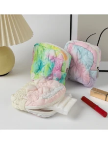 1 个彩色格子卫生巾袋、零钱包，可装口红、垫子、粉饼、硬币、小物品，适合学生、购物、旅行、便携 - 彩色 - 查看 3