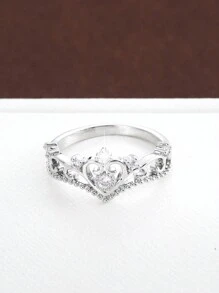 1枚优雅皇冠造型立方氧化锆戒指，女士款 - 彩色 - 查看 7