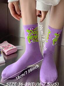 5 Pairs Women's Graffiti Patterned Ins Style Novelty Crew Socks - Multicolor - View 5