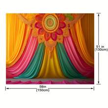 Phông nền chụp ảnh lấy cảm hứng từ Polyester rực rỡ - Thiết kế chống nhăn và dễ sử dụng cho Diwali, Pooja, tiệc chia tay cuộc sống độc thân, đám cưới và lễ kỷ niệm mùa xuân/hè - Hoàn hảo để ghi lại những khoảnh khắc khó quên - 1 cái - Xem 7