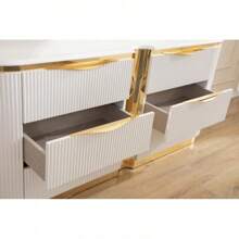 Gold Detailed 6-Drawer Dresser Made With Wood In White - White - View 4