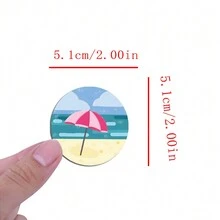 73 件海滩夏威夷贴纸乙烯基美学贴纸适用于剪贴簿、日记、笔记本电脑、保险杠、滑板、水瓶、电脑、手机、卡通、安全帽、汽车贴纸和贴花 - 彩色 - 查看 2