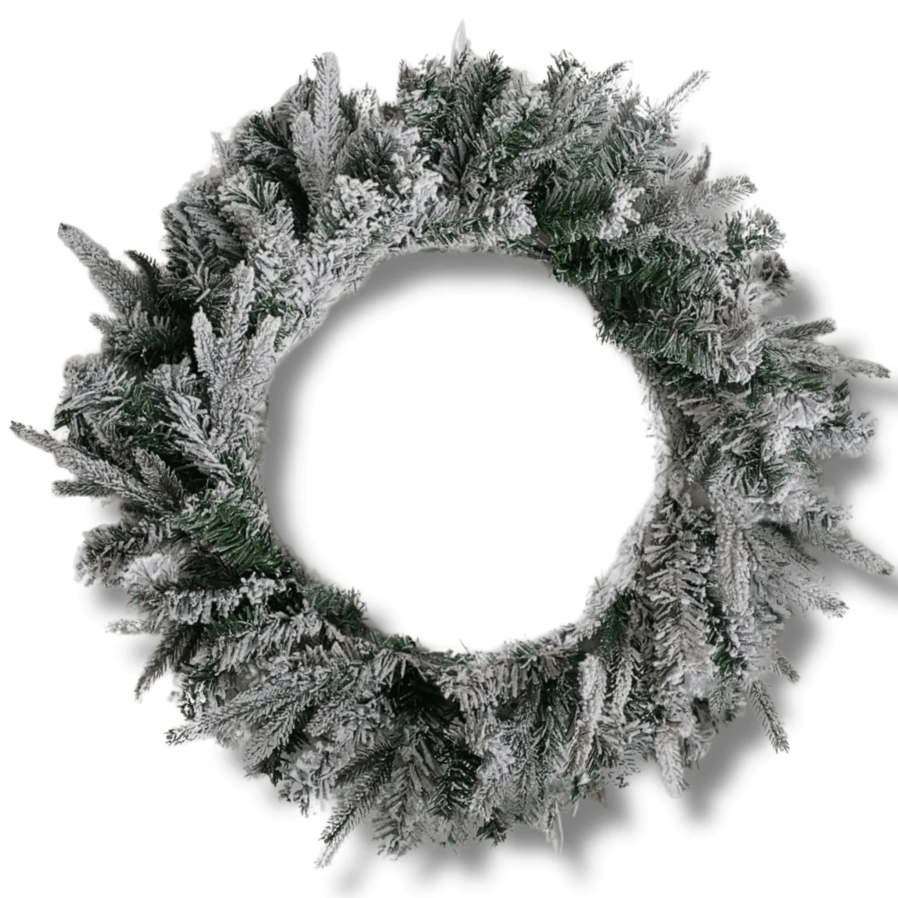 Christmas Wreath For Door Snowy Christmas Decoration 60cm - 白色 - 查看 1