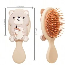 奶茶熊可爱发梳防静电卷发迷你便携式旅行梳子发刷儿童女童梳子发刷造型工具 - 彩色 - 查看 4