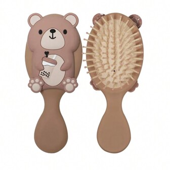 Milk Tea Bear Cute Hair Comb Anti-Static Curly Hair Mini Portable Travel Comb Hairbrush Kids Girls Comb Hair Brush Styling Tools